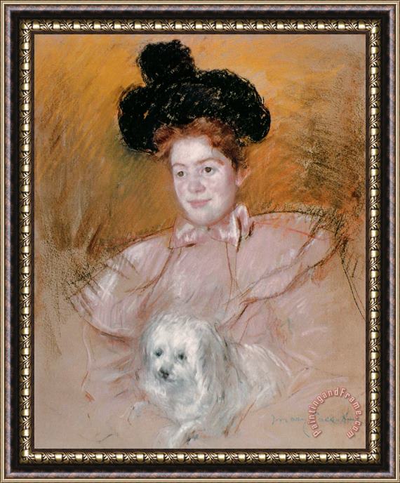 Mary Cassatt Woman Holding a Dog Framed Painting