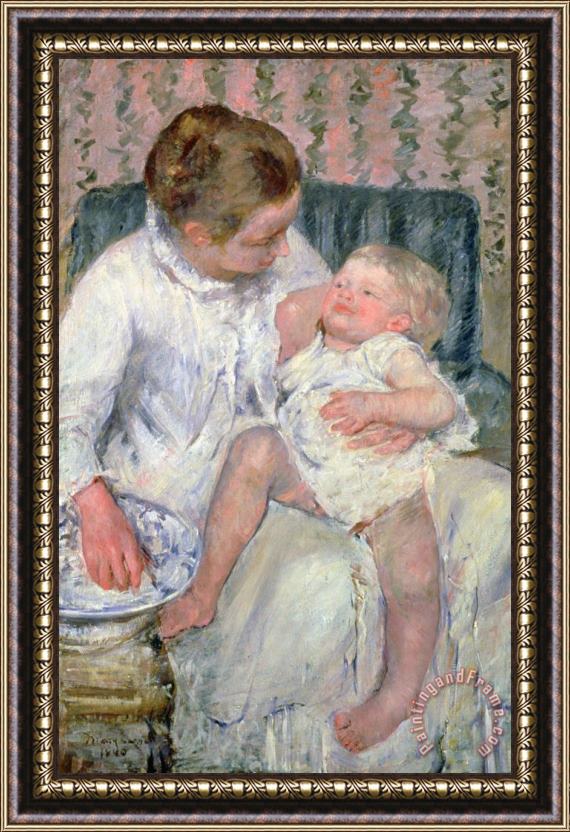 Mary Stevenson Cassatt Mother About To Wash Her Sleepy Child Framed Painting