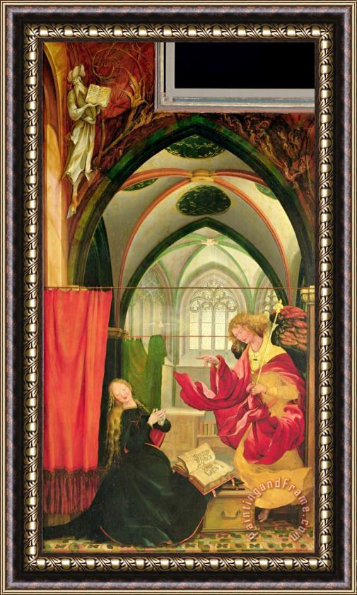 Matthias Grunewald The Annunciation From The Isenheim Altarpiece, Left Hand Wing Framed Painting