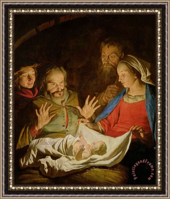 Matthias Stomer The Adoration of the Shepherds Framed Painting