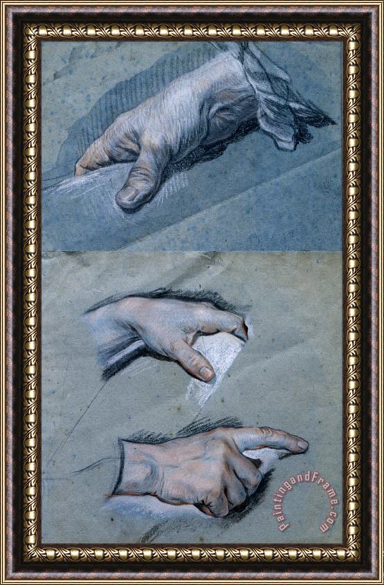 Maurice-Quentin de La Tour Study of The Hands of a Man Framed Painting