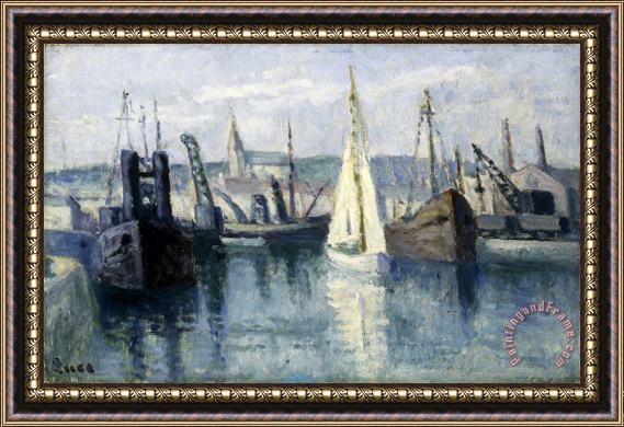 Maximilien Luce Dieppe, Un Bassin Framed Painting