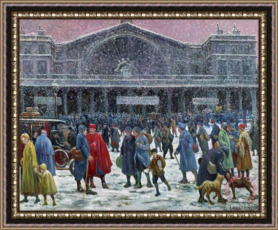 Maximilien Luce Gare De Lest Under Snow Framed Painting