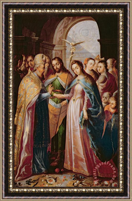 Mexican School The Marriage of Mary and Joseph Framed Painting