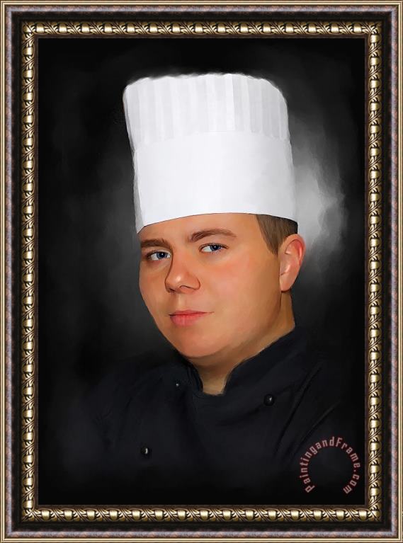Michael Greenaway Chef in Black Framed Print