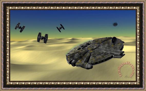 Michael Greenaway Star Wars Tatooine Framed Painting