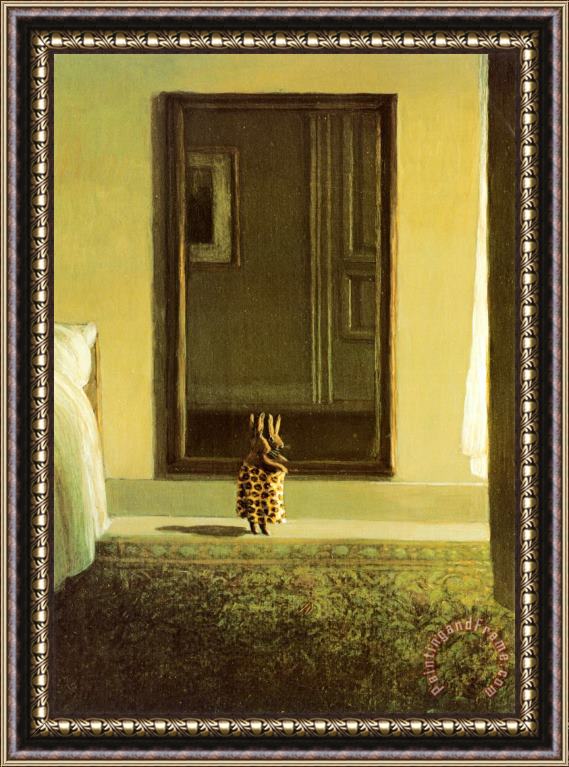 Michael Sowa Bunny Dressing Framed Painting