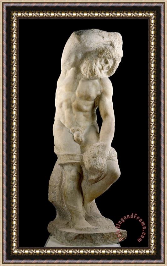 Michelangelo Buonarroti Bearded Slave C 1520 23 Framed Print