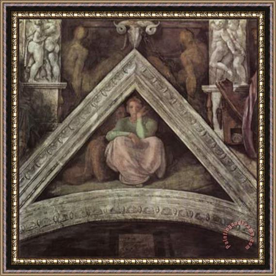 Michelangelo Buonarroti Ceiling Fresco of Creation in The Sistine Chapel Scene in Bezel Jesse Framed Painting
