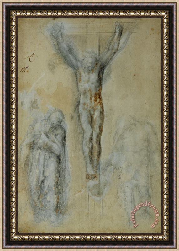 Michelangelo Buonarroti Christ on The Cross Between The Virgin Mary And Saint John Framed Print
