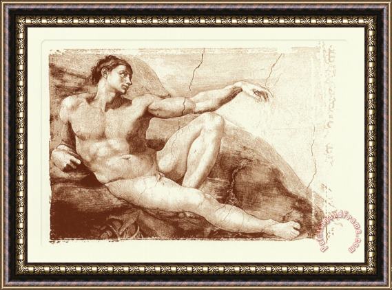 Michelangelo Buonarroti Creation of Adam Detail Framed Print