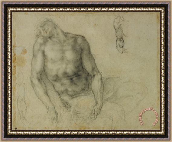 Michelangelo Buonarroti Figure of The Dead Christ And Two Studies of The Right Arm Framed Print