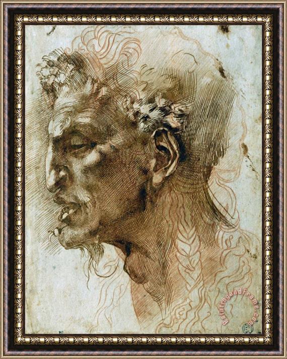 Michelangelo Buonarroti Head of a Faun Framed Print