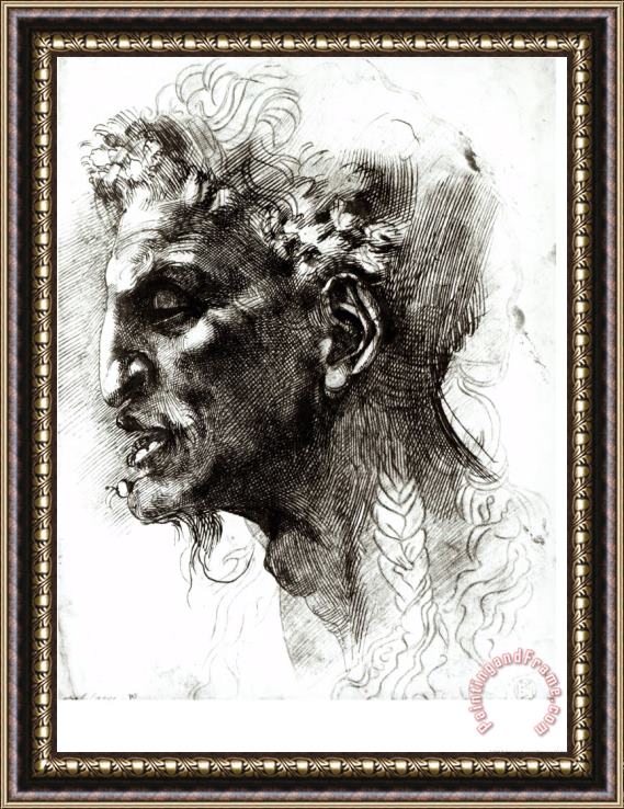 Michelangelo Buonarroti Head of a Satyr Framed Painting