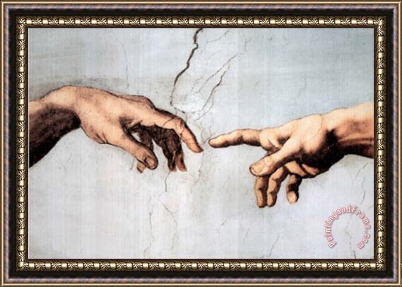 Michelangelo Buonarroti Michaelangelo Creation of Adam 2 Art Print Poster Framed Painting