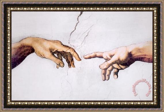 Michelangelo Buonarroti Michelangelo Creation of Adam Inset Art Poster Print Framed Painting