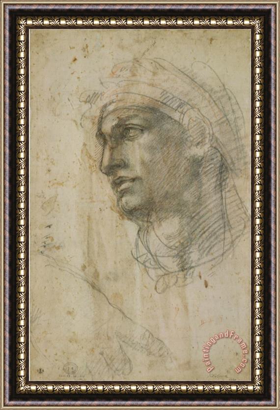 Michelangelo Buonarroti Michelangelo Head of Youth Framed Painting