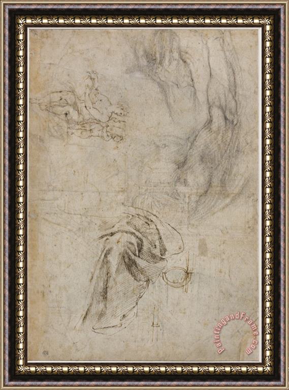 Michelangelo Buonarroti Scheme for The Decoration of The Ceiling of The Sistine Chapel C 1508 Framed Painting