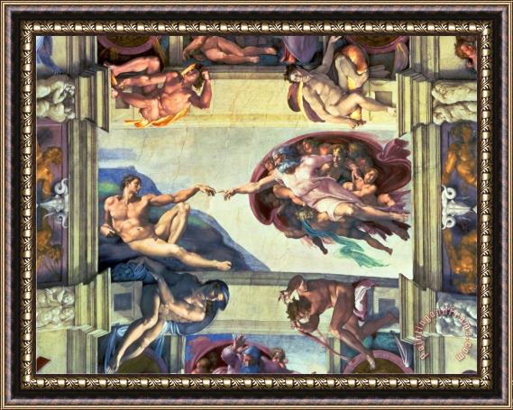 Michelangelo Buonarroti Sistine Chapel Ceiling Creation of Adam 1510 Framed Painting