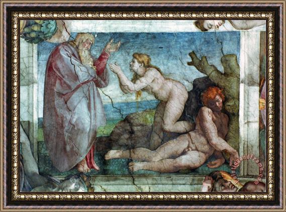 Michelangelo Buonarroti Sistine Chapel Ceiling Creation of Eve with Four Ignudi 1511 Framed Print