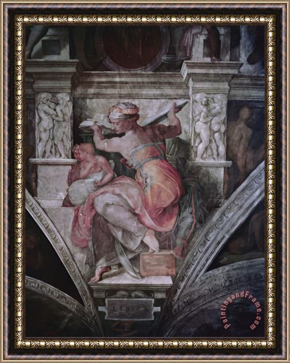 Michelangelo Buonarroti Sistine Chapel Ceiling Libyan Sibyl C 1508 10 Fresco Framed Print