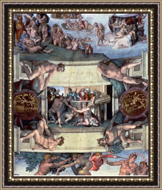Michelangelo Buonarroti Sistine Chapel Ceiling The Sacrifice of Noah 1508 10 Framed Print
