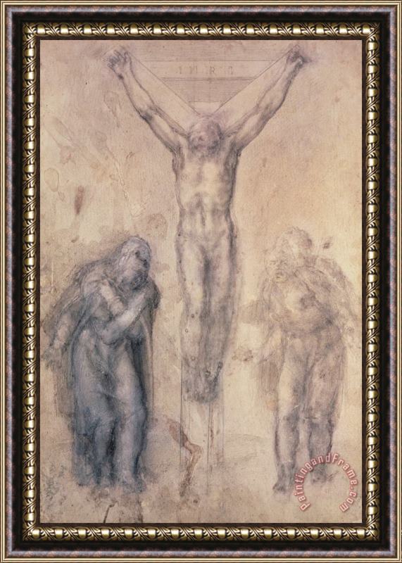 Michelangelo Buonarroti Study For A Crucifixion Framed Painting