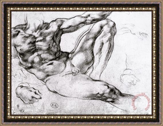 Michelangelo Buonarroti Study for The Creation of Adam Framed Painting
