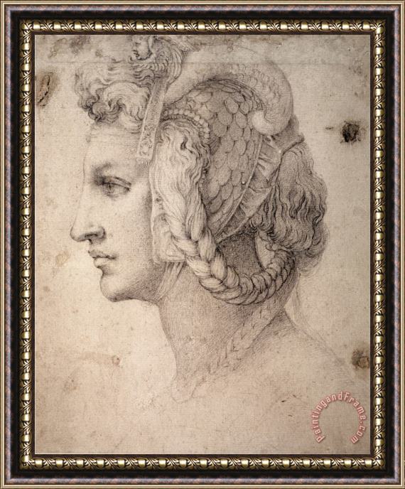 Michelangelo Buonarroti Study of Head Framed Painting