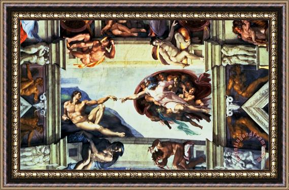 Michelangelo Buonarroti The Creation of Adam C 1510 Framed Painting