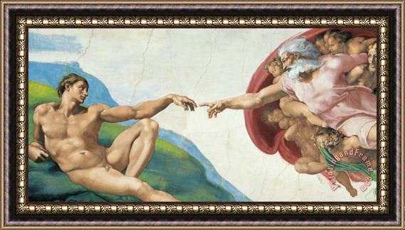 Michelangelo Buonarroti The Creation of Adam Framed Print