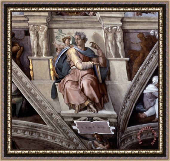 Michelangelo Buonarroti The Prophet Isaiah Sistene Chapel Ceiling Fresco Framed Painting