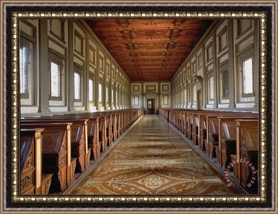 Michelangelo Buonarroti The Reading Room of The Laurentian Library 1534 Framed Painting