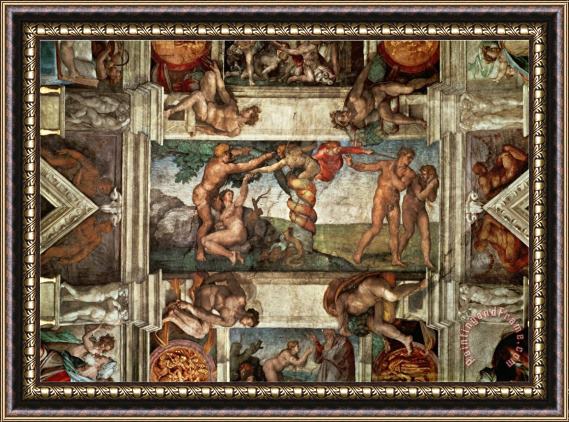 Michelangelo Buonarroti The Sistine Chapel The Fall Framed Painting
