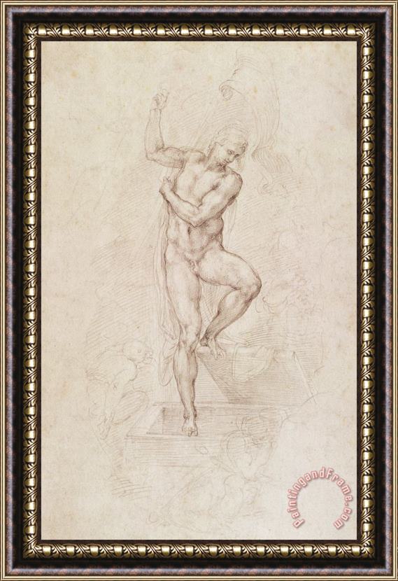 Michelangelo Buonarroti W53r The Risen Christ Study For The Fresco Of The Last Judgement In The Sistine Chapel Vatican Framed Painting