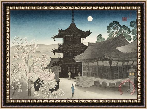 Miki Suizan Kiyomizu Temple on a Spring Night (haru No Yo No Kiyomizu) Framed Painting