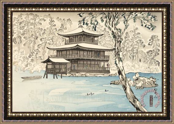 Miki Suizan Snow at Kinkakuji (kinkakuji No Yuki) Temple Framed Painting