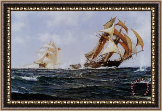 Montague Dawson Off The White Cliffs of Dover Framed Painting