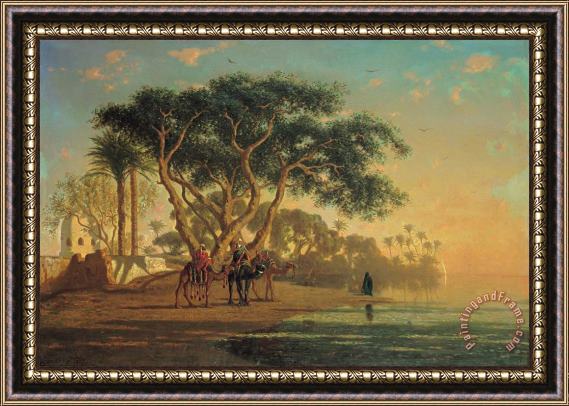 Narcisse Berchere Arab Oasis Framed Painting