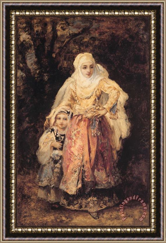 Narcisse Virgile Diaz de la Pena Oriental Woman And Her Daughter Framed Print