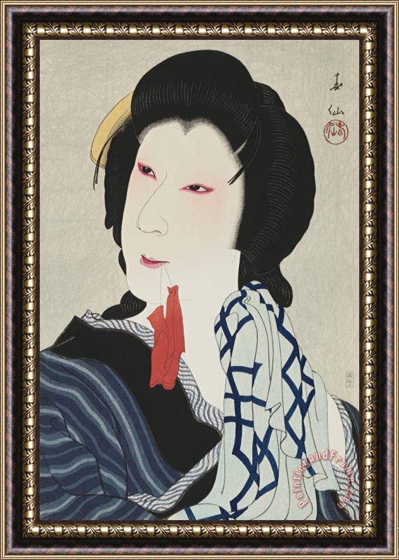 Natori Shunsen The Actor Ichikawa Kigan As Otomi Framed Print