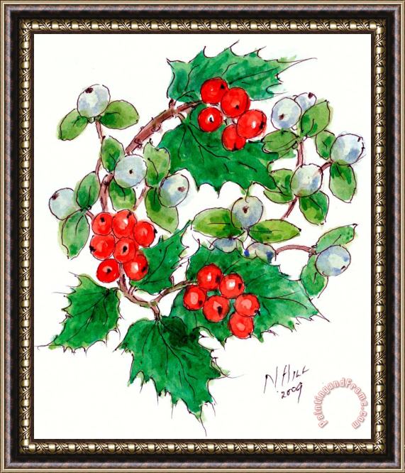 Nell Hill Mistletoe And Holly Wreath Framed Painting