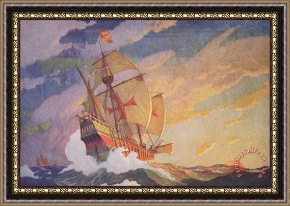 Newell Convers Wyeth Columbus Crossing the Atlantic Framed Painting