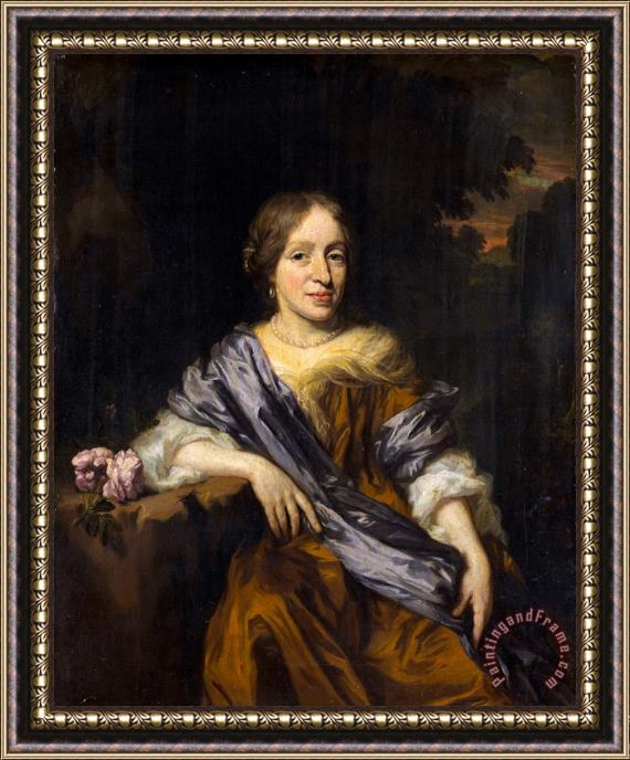 Nicolaes Maes Portrait of Catharina Pottey, Sister of Willem And Sara Pottey Framed Painting