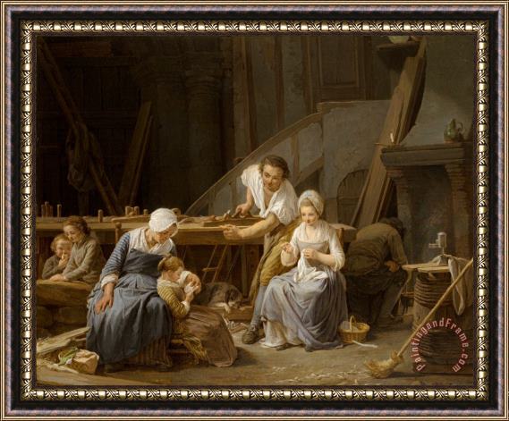 Nicolas Bernard Lepicie The Carpenter's Shop Framed Painting