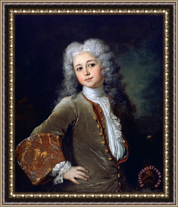 Nicolas de Largilliere Portrait of a Young Man with a Wig Framed Painting