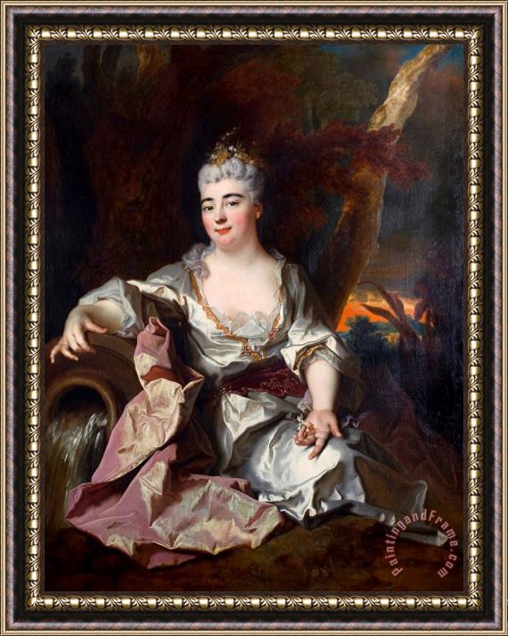 Nicolas de Largilliere Portrait of The Duchesse De Berry Framed Painting