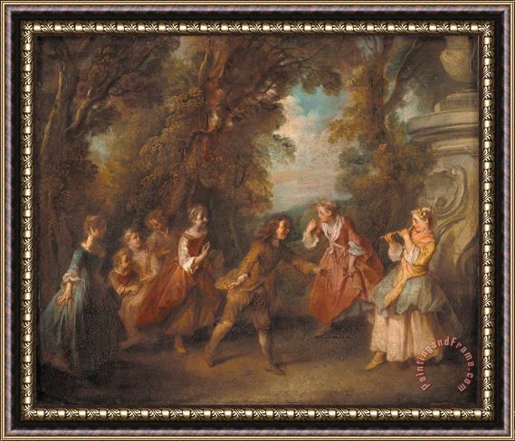 Nicolas Lancret Children at Play in The Open Framed Painting