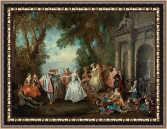 Nicolas Lancret Dance Before a Fountain Framed Painting