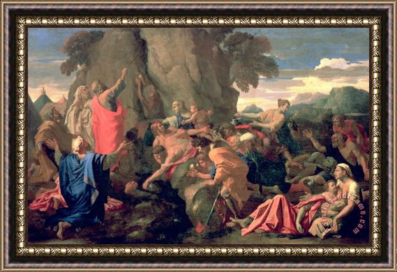 Nicolas Poussin Moses Striking Water from the Rock Framed Painting